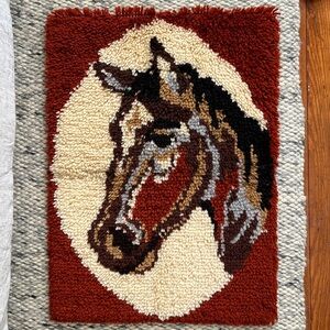 Handcrafted Horse Tapestry Wall Hanging - Red and Brown